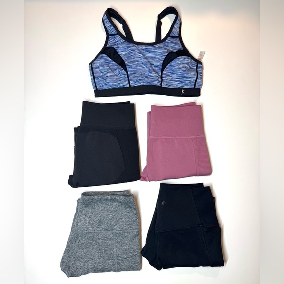 Set of 5 items - Blue and Black Sports Bra with Leggings Set - Size M - Picture 16 of 16